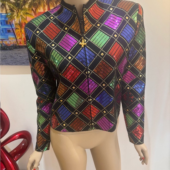 St. John Jackets & Blazers - St. John Jacket with Metallic Multi-Color paillettes sequins 6 evening shine
